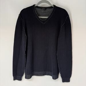 CODICE Italy Merino Wool Blend Sweater Men 50 US M Black Knitted Exposed Seams